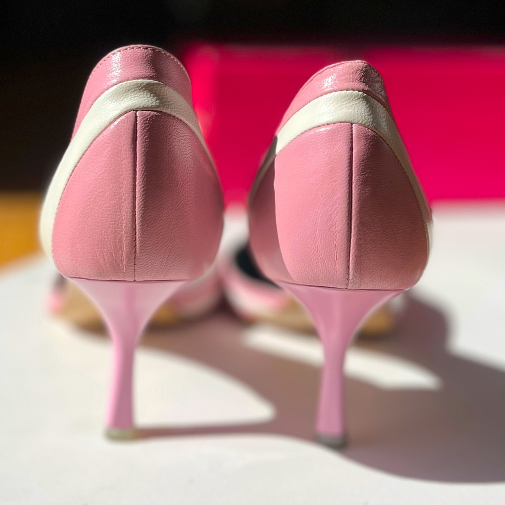 Pink and White Women's Kitten 2โ Heels, Size 6 Women - Picture 3 of 8